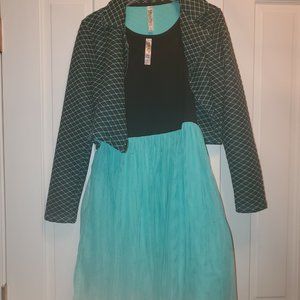 Beautees Green Jacket Dress - Girls Size 14